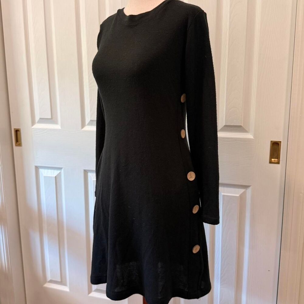 Black Knit Button Side Dress Gothic Indie Grunge Size Small